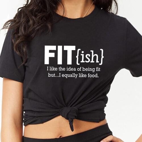 Fit-ish Definition 100%Cotton Women Tshirt Fitness Shirt Workout Running Casual O-Neck Pullovers Short Sleeve Top Exercise Tee