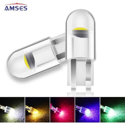 2Pcs COB W5W T10 LED Bulbs 168 194 Car Interior Instrument Reading Light License Plate Wedge Parking Lamp Super Bright 6000K 12V