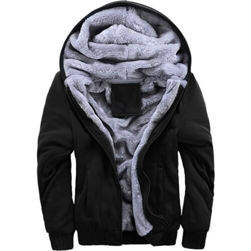 Autumn and winter warm fleeced lined jackets parka men juniors hooded casual zipper plus size jacket coat parkas