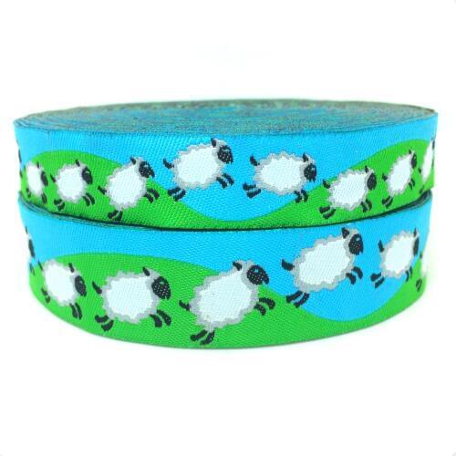 7/8" 22mm 10yards/sets cartoon lamb Woven Jacquard ribbon grosgrain ribbon hair bow DIY handmade OEM TK15090401