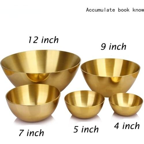 Bright gold Copper bowls cutlery rice water brass bowl 4 inch TO 12 inch Handmade bowl Large small home dinnerware High-end gift