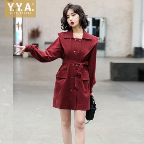 YueYueAngel Women's Double Breasted Trench Coats