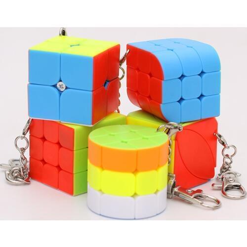 Zcube KeyChain Mini 2x2 3x3 Trihedron Cylinder Magic Cube Creative Cube Hang Decorations - Colorful