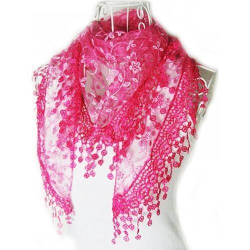 Womens Soft Lace Triangle Wrap Shawl Chiffon Scarf Long Voile Stole Scarves