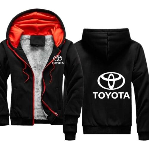 Winter Mens Hoodies Toyota car logo printing cotton Plus velvet thickening Fleece zipper Jacket Clothing
