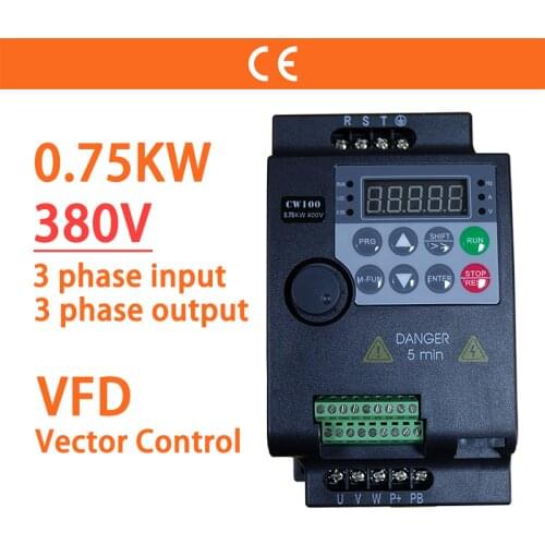 0.75KW 380V 3 Phase Input 3 Ph Output 1HP Economical Micro VFD Variable Frequency Drive Changer for Motor Speed Control Inverter