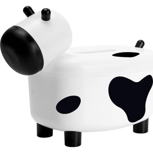 2 In 1 Tissue Box Holder Cow Shape Dispenser Toothpick Holder Wipe Case Container Holder Box Desktop Decoration Boxes Home Decor