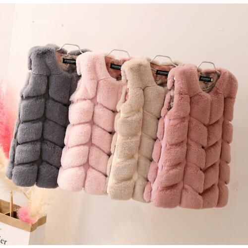 2018 Children Warm Vest Winter Faux Fox Fur Girl Clothes Girl faux fur Coat imitation Fur Vest Children Girls Plush Waistcoat