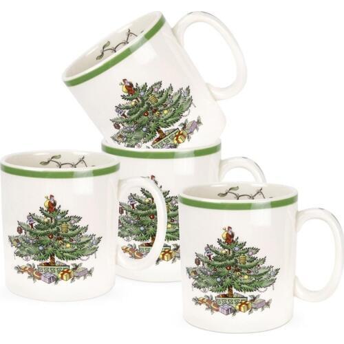 4 Pcs 9 Oz Christmas tree mug milk white Nordic Christmas mug New Years gift home coffee Mug Drinkware Children Gift