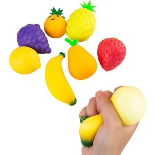 7 PCS/Set Creativity Fruit Squeezing Toy Pull Stretch Relaxing Calm Focus Toy Childrens Toy Stress Reliever Perfect Gifts