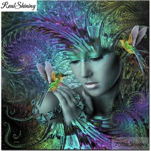 5D DIY Diamond Painting fantasy woman bird Full Square Round Drill Embroidery Cross Stitch 5D icon gift Home Decor mosaic F862