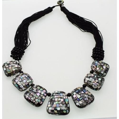White/abalone sea shell square /egg/heart 28-35*30-40mm necklace 21inch FPPJ wholesale beads nature