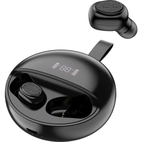 New Bluetooth 5.0 Wireless Earphones TWS 360 Degree Rotating In-Ear Sport Earbuds Noise Reduction with Round LED Charging Box