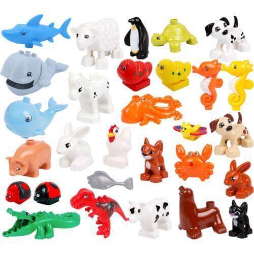 Big Size Diy Building Blocks Animal Accessories Figures Dog Rabbit Cow Compatible With Duploed Toys For Children Kids Gifts