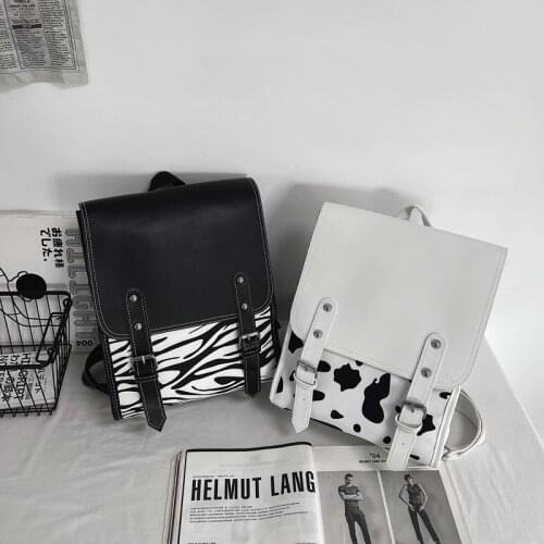 Black Backpacks for Teen Girls Travel Fashion Bagpack Woman Backpacks Women Leather Cute Zebra Backpack Female White Back Pack