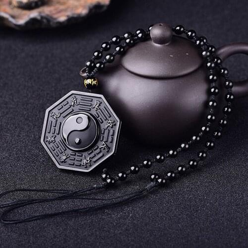 Black Obsidian Yin Yang Necklace Pendant WomenS Jewelry High Quality Gossip Pendant Chinese Taiji-Bagua MenS Jewelry 2021