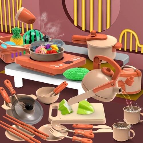 Children Kitchen Toys Simulation Kitchen Utensils Food Cookware Pot Pan Kids Pretend Play Kitchen Set Toys For Girls Doll Food