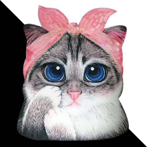 Large new brand sequins fashion cute cat appliqué embroidered printed T-shirt jacket clothing sewing patch supplies