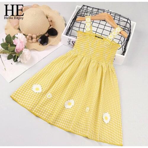 HE Hello Enjoy Baby Girls Pink Dress Without Seeve Summer Wedding Princess Party Dress Elegant Children Clothing Toddler Girl