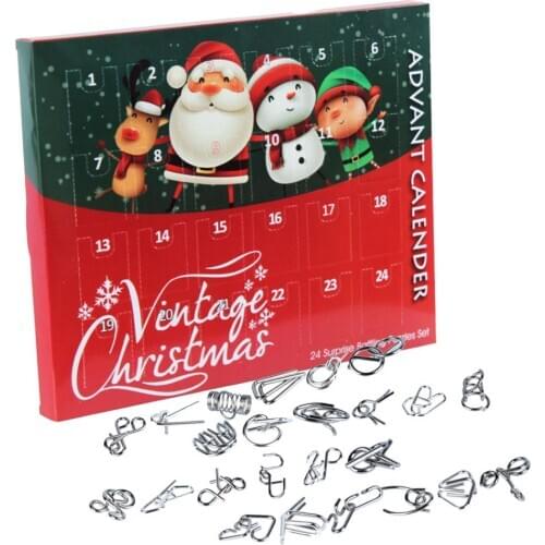 1 Set Metal Wire Puzzle Toys Advent Calendar 2020 Christmas Countdown Calendar Decoration Gift Box Set Brain Teaser Toy For Kids