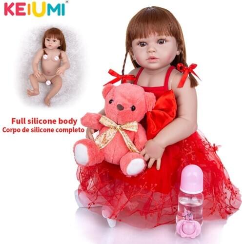 KEIUMI 23 Inch Reborn Doll Babies Menina Full Silicone Body Cute Princess Girl Newborn Doll Bonecas For Educational Gift DIY Toy