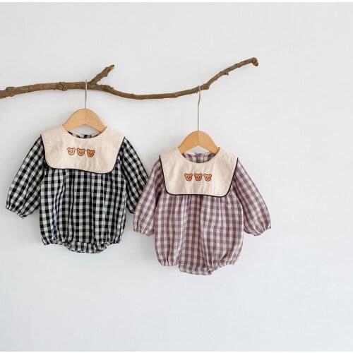 Koodykids Autumn Baby Girls Bear Embroidery Bodysuits Toddlers Girls Cotton Rompers Quality Baby Girls Outfits Rompers Spring