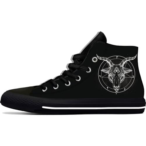 Hot Pentagram Gothic Demon Satan Satanic Baphomet Casual Cloth Shoes High Top Lightweight Breathable 3D Print Men Women Sneakers