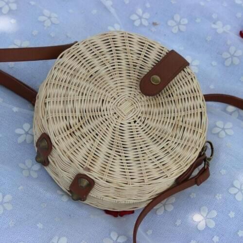 Round Rattan Bag Lady Summer Straw Beach Bag Holiday Female Shoulder Bags For Women