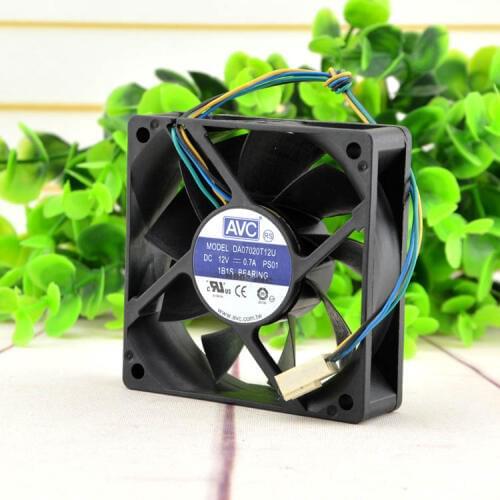 Free Shipping AVC DA07020T12U 7CM 70mm cpu case cooling fans 7020 DC 12V pwm tempreture cooler