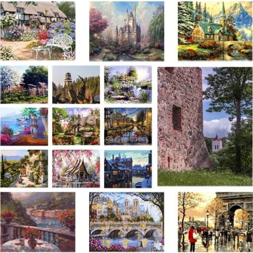 Full Square/Round Drill 5D DIY Landscape Diamond Embroidery European-style Scenic Diamond Painting Mosaic Home Decor Mural