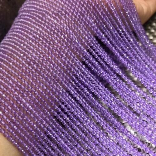 Lavender Amethyst 2mm 3mm Natural Gemstone Beads Facted Round for Jewelry Making Necklace Earring bracelet 15inch ICNWAY