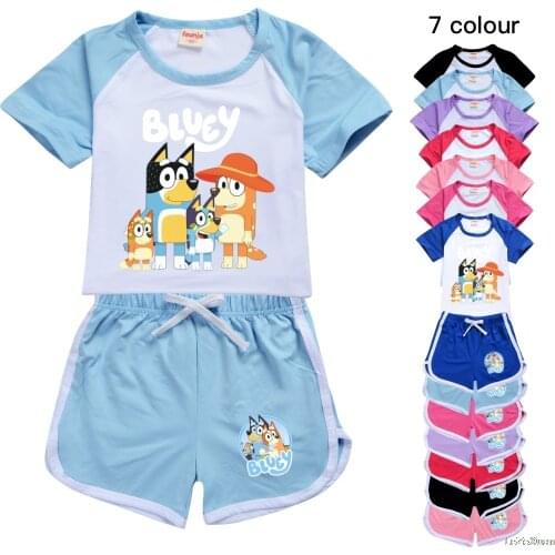 Boys Girls 2021 Boys Girls Toddler Girl Summer Clothes , New Childrens bingo bluey Sets Are In Vogue With 3D Printed Cartoons