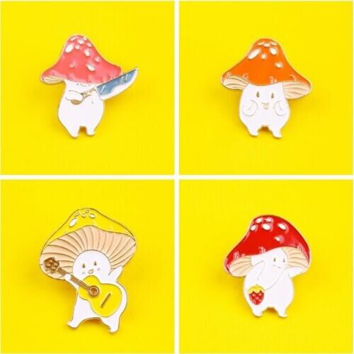 Cartoon Mushroom Lapel Badges Painting Pins And Brooches For Women Pin Creative Gift Backpack Badge Jewelry For Best Friends