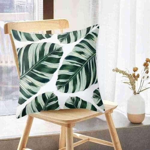 Peach Skin Pillowcase Green Tropical Leaves Cushion Decorative Sofa Nordic Cases Pillo Cases Throw Simple Seats Pillows Livin