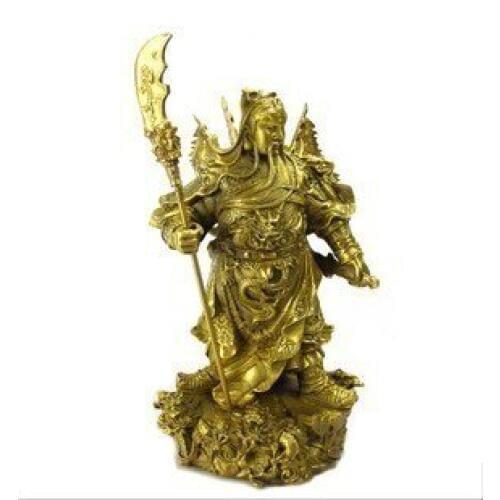 Cheap pure brass copper statue of Guan Gong Wu Sheng Guan garden statue home decoration wedding animal Brass head Meshach 25cm