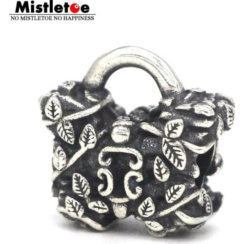 Mistletoe 925 Sterling Silver Butterflies Leaves Lock Charm Bead Fit European Bracelet Jewelry