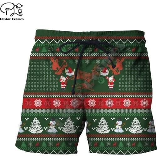 PLstar Cosmos Merry Christmas Santa Claus Mens Shorts Cool Fashional Summer Casual Shorts Harajuku 3D Printed Loose Beach M61