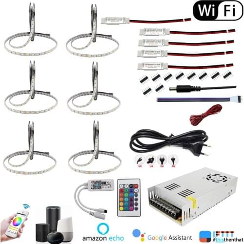 60LEDs/m LED Strip Wifi LED Tape 20m 5050 RGBW Waterproof TV LED Ribbon Music Timmer Dimmer Mobile Control For Christmas Dec