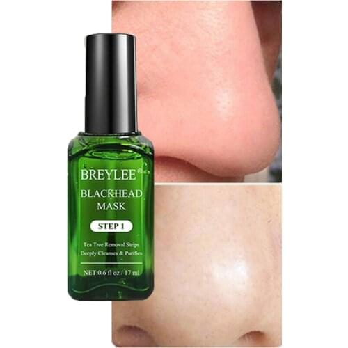 BREYLEE Tea Tree Blackhead Remover Serum Shrink Pores Essence Black Peeling Mask Oil-Control Face Sheet Mask Whitening Skin Care