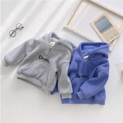 2 3 4 5 6 Years Toddler Boys Hoodies Autumn Winter Thicken Casual Letter Hooded Sweatshirts for Girls Boys Clothing Child Jacket