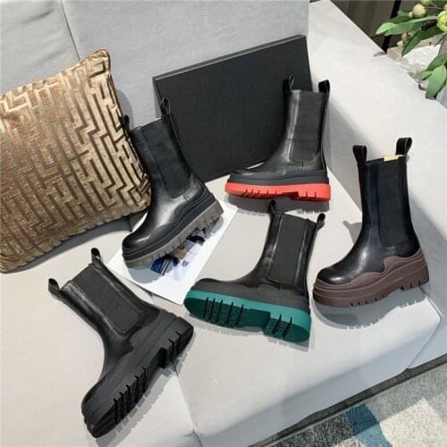 New 2020 Women Ankle Chelsea Boots Platform Shoes Stylish Botas Mujer Runway Zapatos Mujer Hot Thigh High Boots Ins Combat Boots