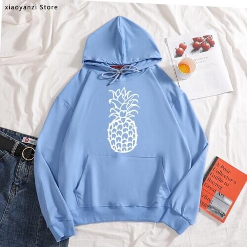 Top Quality sweatshirts Cotton hoodies Pineapple Printed Women pullovers Casual Knitted sports hoodies