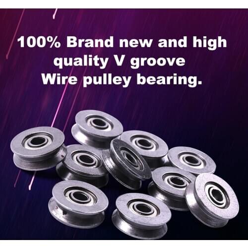 10pcs/Lot V623 603ZZ 3X12X4mm V Groove Bearing Steel Deep Groove Ball Bearing Traces Walking Guide Rail Wire Pulley Bearings