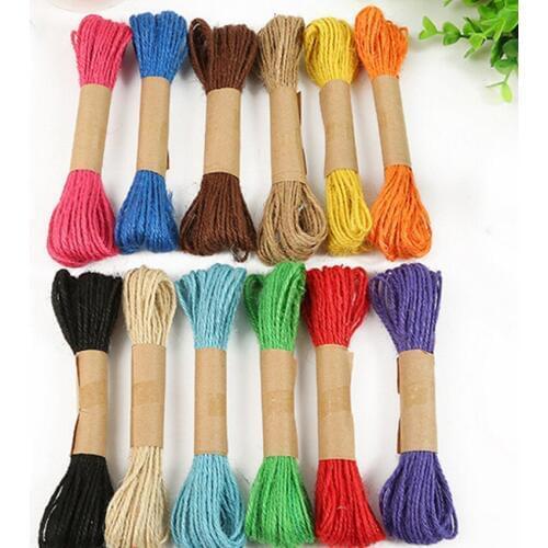 12colors 120M 2mm Colorful Natural Jute Cord, Hemp Rope, Packing Tag Rope, Decorative Craft Thread Jewelry Bags Accessories CD16