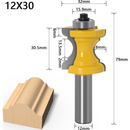 12mm Straight Shank Bullnose Bead Column Face Molding Router Bit Woodworking Milling Cutter