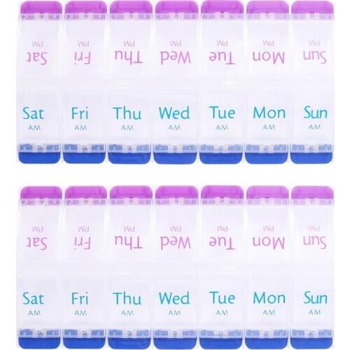 2Pcs 7 Days Weekly Pill Case Medicine Tablet Dispenser Organizer Pill Box Splitters Pill Storage Organizer Container
