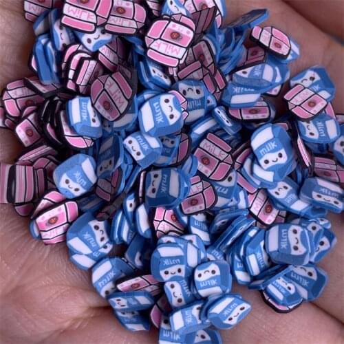 20g 5mm/10mm Pink Blue Milk Box Polymer Clay Slices Sprinkles for DIY Crafts Decoration Accessories