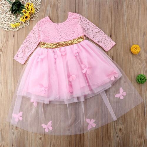 2019 Baby Girl Solid Pind Red Lace Princess Tutu Dress Wedding Christening Gown Dress Girls Clothes Outfits For Kids Party Gifts