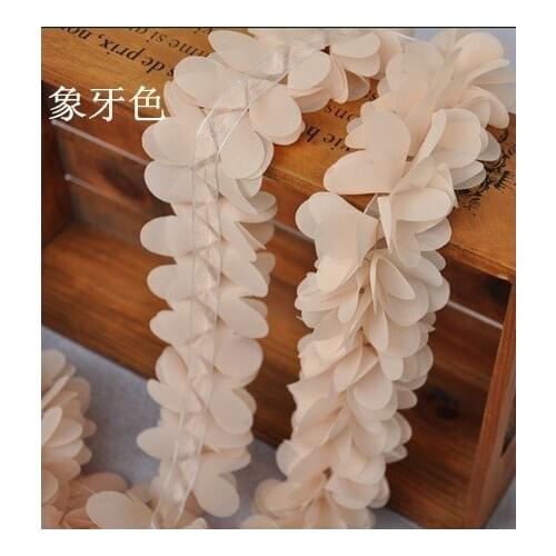 5.5cm Width Chiffon Flower Petals Lace Trim DIY Material Wedding Decoration