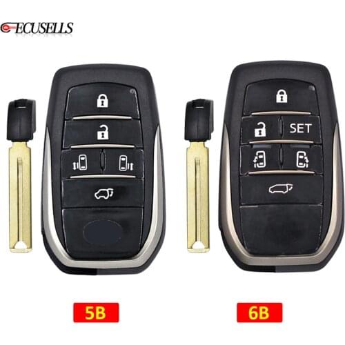 5/6 Button Remote Car Key Shell Case Housing with TOY12 Uncut Blade for Toyota Alphard 30 Series Previa Vellfire Noah